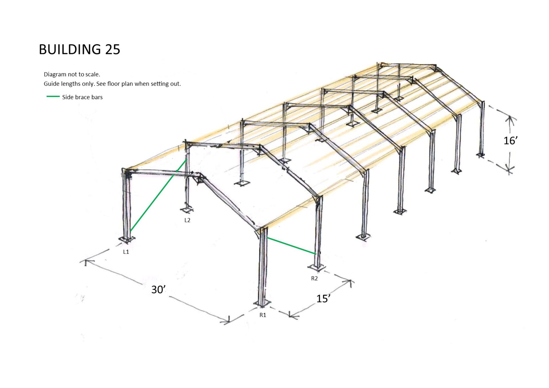 Steel framed building 90ft long x 30 ft wide x 16 ft @ eaves 12 .5 deg roof pitch - Image 3 of 10