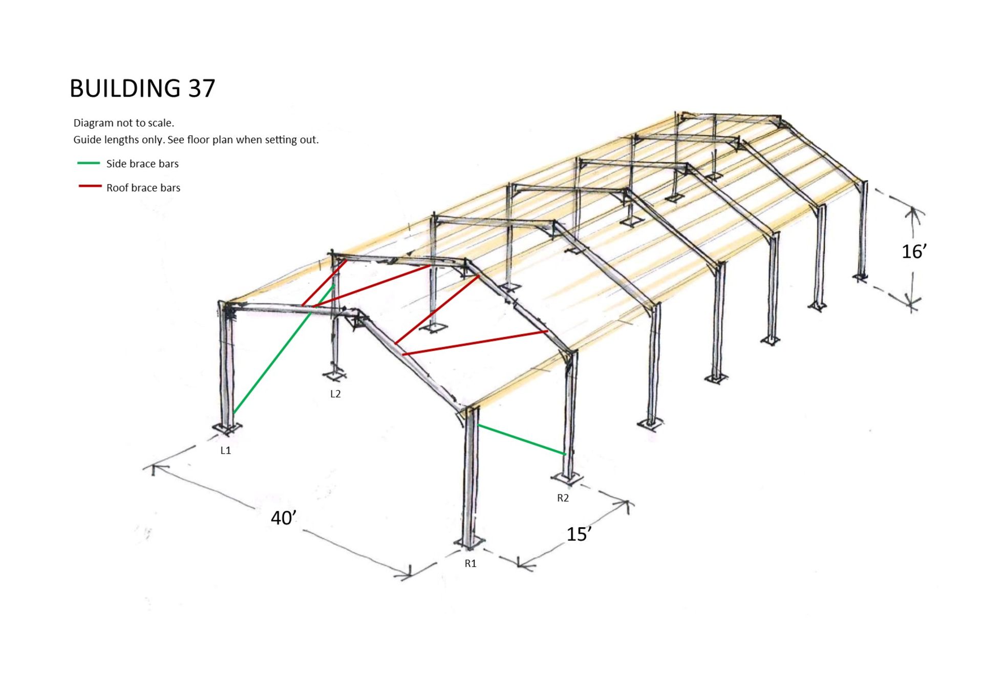 Steel framed building 90ft long x 40 ft wide x 16 ft @ eaves 12 .5 deg roof pitch - Image 2 of 11