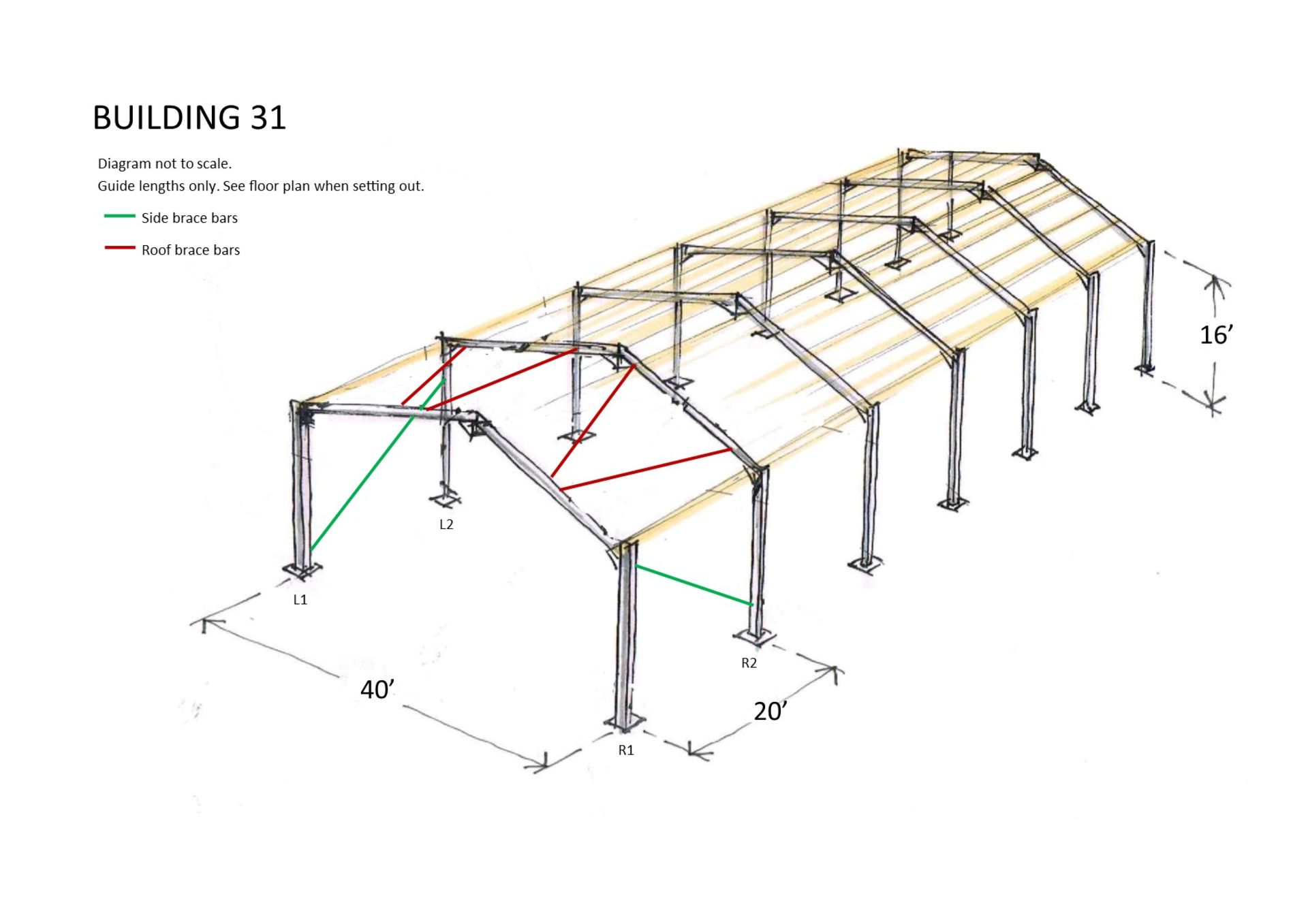 Steel framed building 120ft long x 40 ft wide x 16 ft @ eaves 12 .5 deg roof pitch - Image 7 of 12