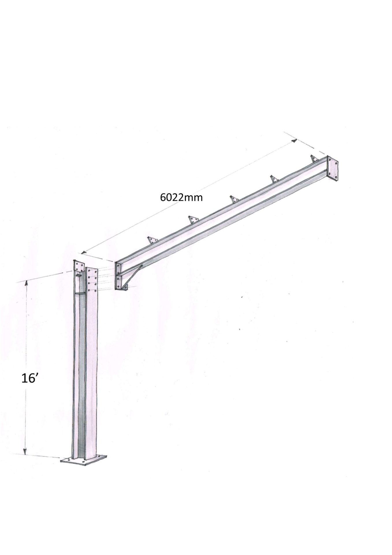 Steel framed building 75ft long x 40 ft wide x 16 ft @ eaves 12 .5 deg roof pitch - Image 11 of 13