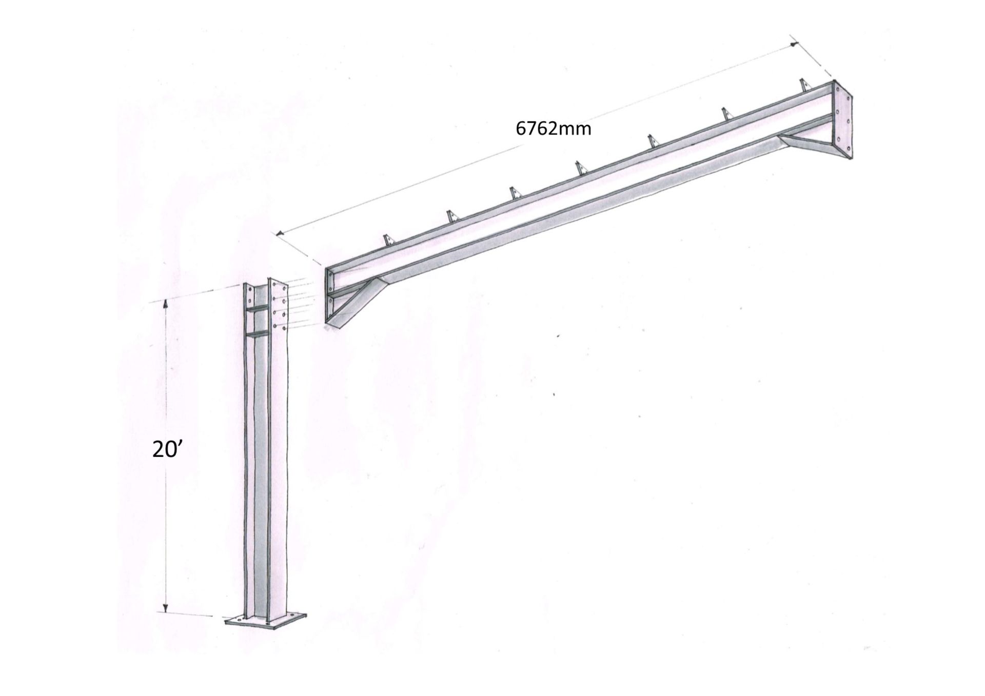 Steel framed building 60ft long x 45 ft wide x 20 ft @ eaves 12 .5 deg roof pitch - Image 6 of 8