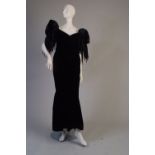 A 1980's Black Velvet Ball gown. A long