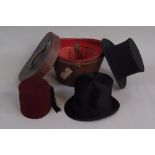 A Silk Top Hat, Opera Hat & A Fez.. A Si