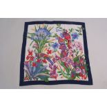 A Christian Dior silk Parrot scarf.  Wit