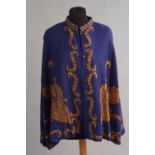 A 1930/40's Kashmir Blue Wool Cape.  The