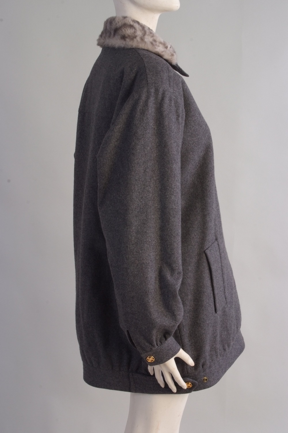 A 'Celine' Paris Grey wool coat with feu - Image 3 of 5