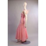 A 1930's Chiffon Tea Dress.  A soft pink