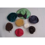 Eight Vintage ladies Hats.  A collection