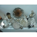 A number of silver plated items, includi