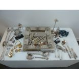 A selection of silver plated items, incl