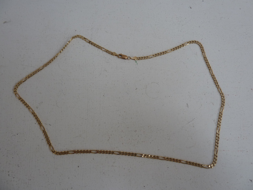 A 14ct chain link gold necklace, stamped Midas, (16g)