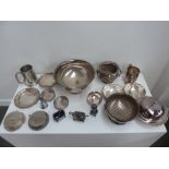 A number of silver plated items, includi