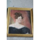 French School, 19th century pastel portrait of a lady in a black dress, unsigned, framed, mounted