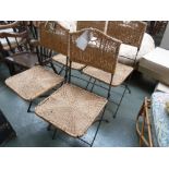 Four folding wicker chairs (4)