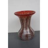 WMF Ikora glass vase, c 1935 with mottled red and orange design,