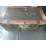 A German WWII ammunition box, lid stamped Packkiste Nr 10,