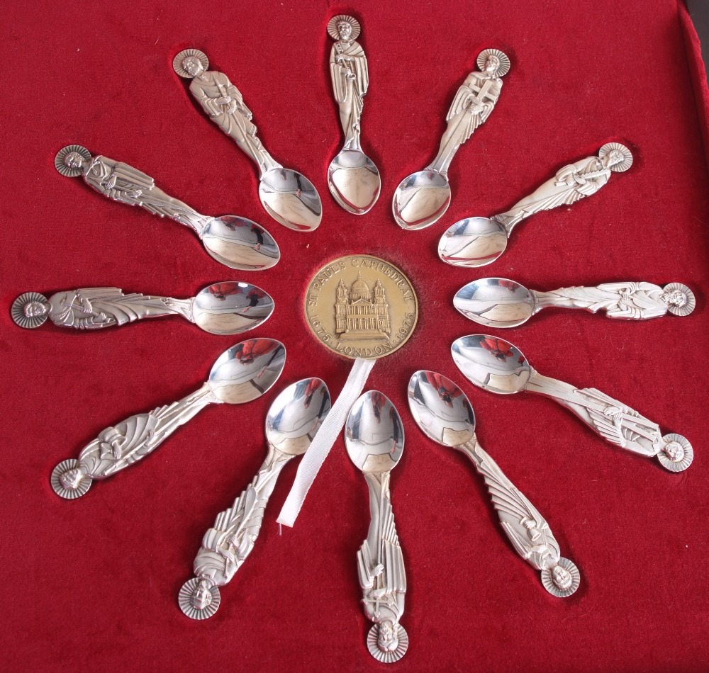 A set of twelve silver hallmarked Elizabeth II apostle spoons and a medallion (. - Image 2 of 3
