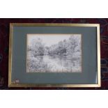 Ronald Birkenhead, Nr Abbotsworthy, ballpoint pen on paper, signed lower right, framed,