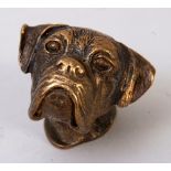 A gilt metal vesta case in the form of a Boxer dog head,