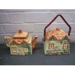 Two Paramont Pottery cottageware items to include a teapot and biscuit jar with lid and plastic