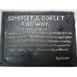 A cast iron railway sign, Somerset & Dorset railway Company Rule sign,