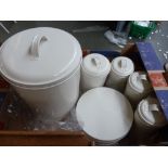 A quantity of kitchenware to include a set of cream storage tins (5)