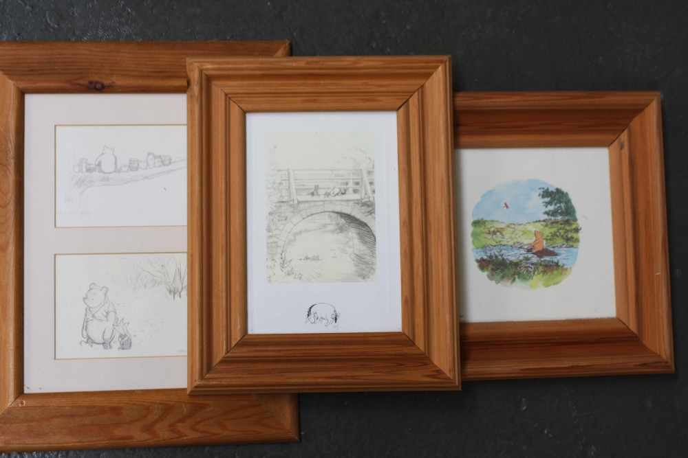 A quantity of Winnie The Pooh prints to include sketches of Pooh, Eeyore and Piglet,