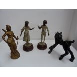 After Rancoulet, a pair of figures of Eleve and Apprenti, on wooden bases, 31cmH,