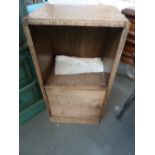 An oak side cupboard, shelf over cupboard,