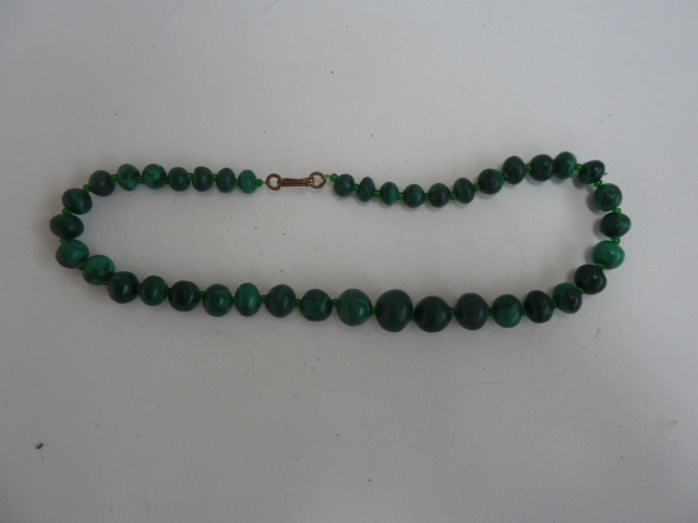 A 20th century malachite graduating bead neckalce