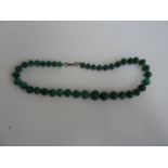 A 20th century malachite graduating bead neckalce