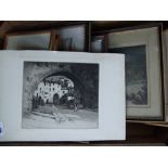 A quantity of pictures and prints to include various hand coloured engravings of Dorset churches