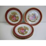 Five 'Fragonard' Limoges dinner plates, marks on base of each.