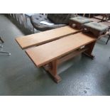 A pair of pine benches,