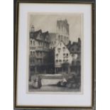 Two Louis Whirter (1873 - 1932) Etchings titled 'Abbeville' and 'Amiens - The Water Market',