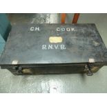 A WWI seamans trunk,m by Jones Brothers & Co., the top painted C.H.