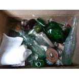 A mixed lot, to include several glass bottles, a vintage lighter, a glass scent bottle,