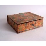 A Victorian pine box covered with a large number of Australian late 19th century stamps,