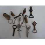 A selection of bottle openers and bottle stoppers,