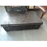 A Victorian black painted metal trunk