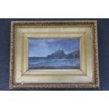 English School, Rocky Coastline, oil on board, framed, mounted and glazed,