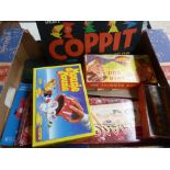 A quantity of vintage board games to include Coppit, Mousie Mousie, Spinner Quiz, Totopoly,