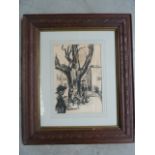 French School, A study of two old men by a tree, charcoal on paper, unsigned,