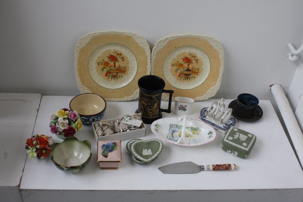 A quantity of china to include Royal Cauldron, Wedgwood Jasperware, Sylvac,