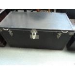 A 1920's French ladies leather travel trunk by Alligre, with strapping and studs,