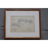 An original pencil study of timber work, pencil on paper, framed, mounted and glazed,