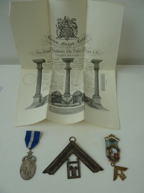 A 20th century silver Masonic medal Aecronis Humanitas, London 1950,