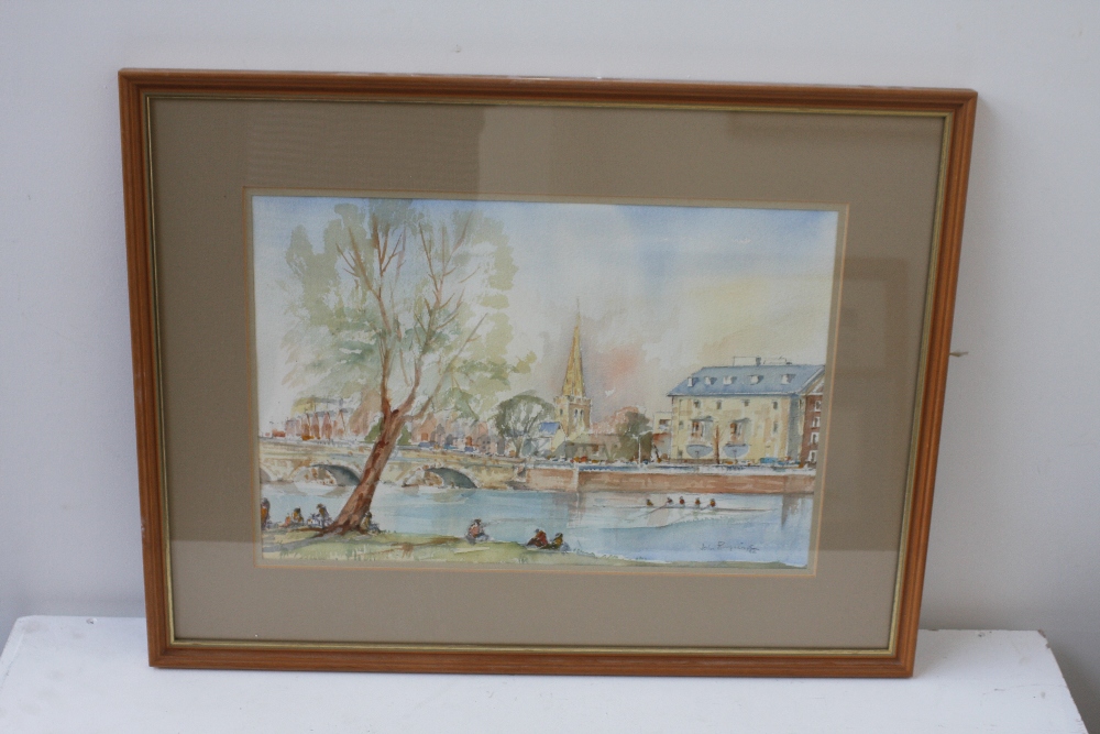 John Farquharson Bedford Town Bridge, watercolour on paper, signed lower right, dated '64, framed, - Image 2 of 2