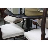 A set of four Victorian slat back dining chairs and a Georgian painted circular tip top table,