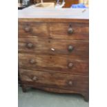 A Regency mahogany chest two drawers over three long on bracket feet,